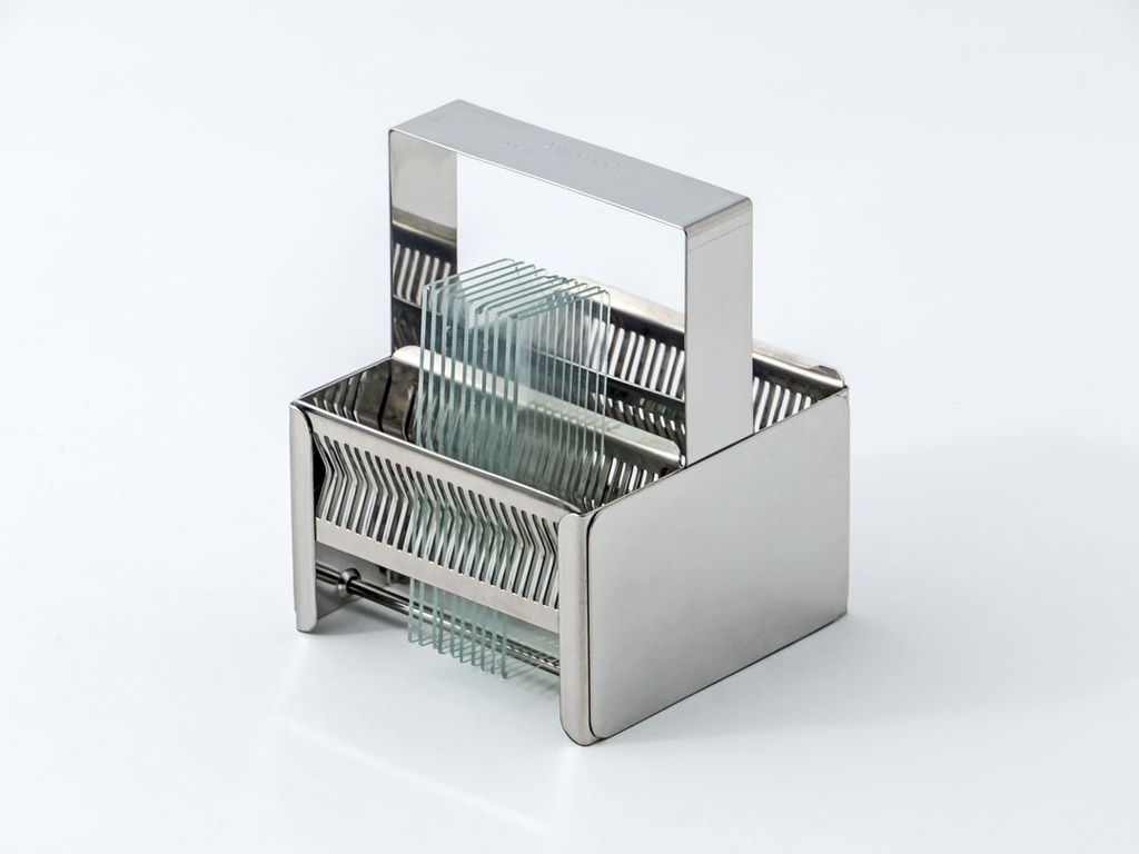 Slide Rack with 48 places* to hold slides vertically with a fixed handle