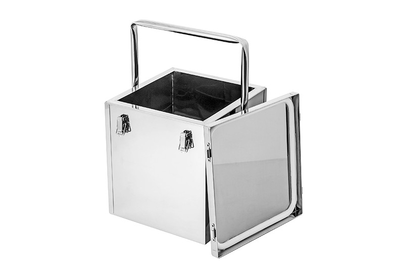 Stainless steel transport box with fully welded seams