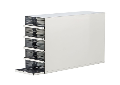 [UN232935] Stainless steel rack with 5 trays to hold boxes 133mm x 133mm
