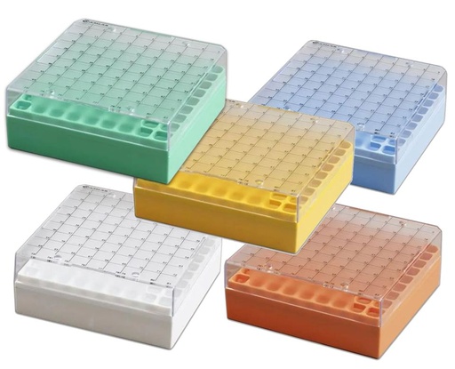 [PCB-81-MX] 81 Place Polycarbonate Cryo Box fixed rack, 132 x 132. Mixed. Pack of 5