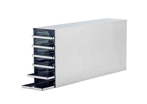 [UN193456] Stainless steel rack with 6 trays to hold 2" boxes