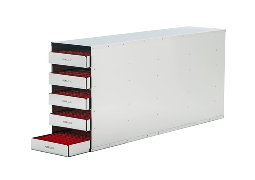 [UN122935-12.5] Stainless Steel rack with 5 Trays with 12.5mm polypropylene dividers