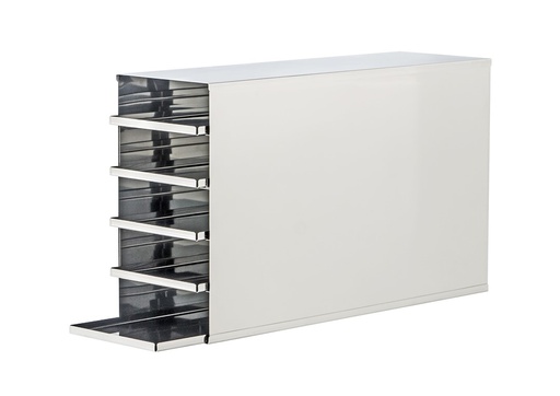 [UN122935] Stainless steel rack with 5 trays to hold 2" boxes