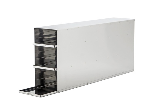 [UN122933] Stainless steel rack with 3 trays to hold 3” boxes