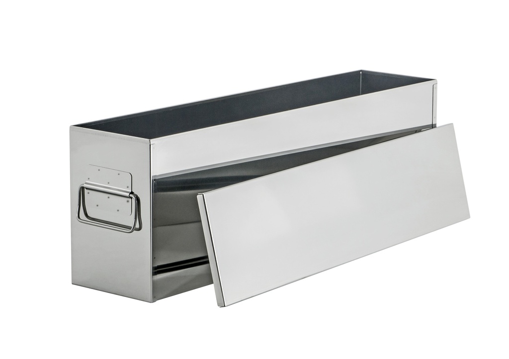 Stainless steel bin with drop on lid