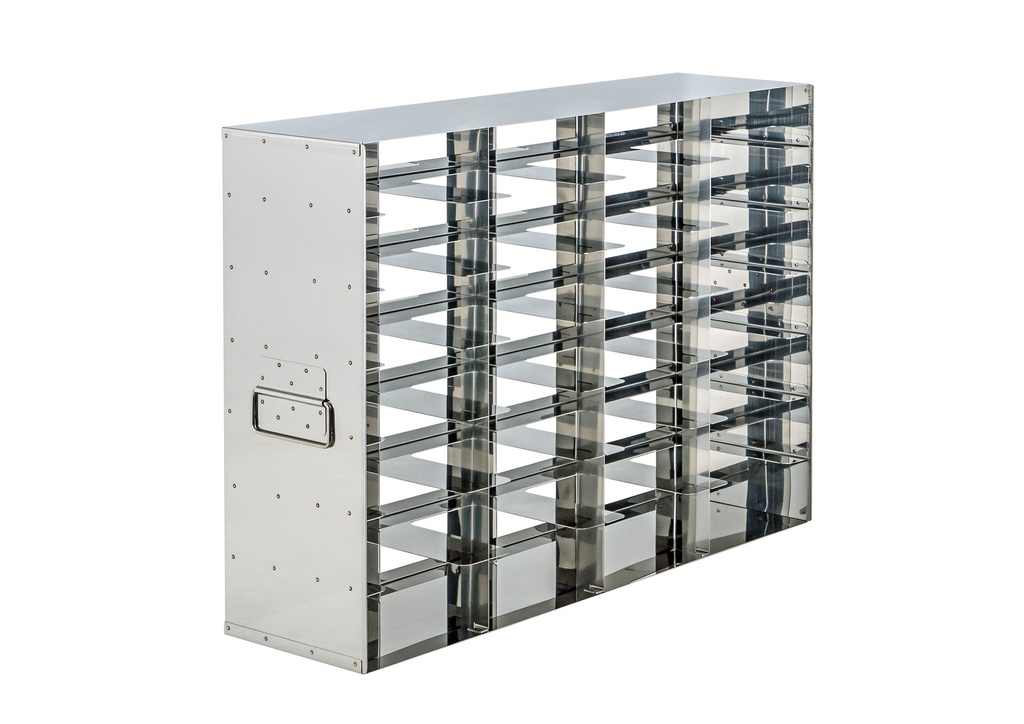 Stainless steel side access rack to hold 2” Cryo boxes