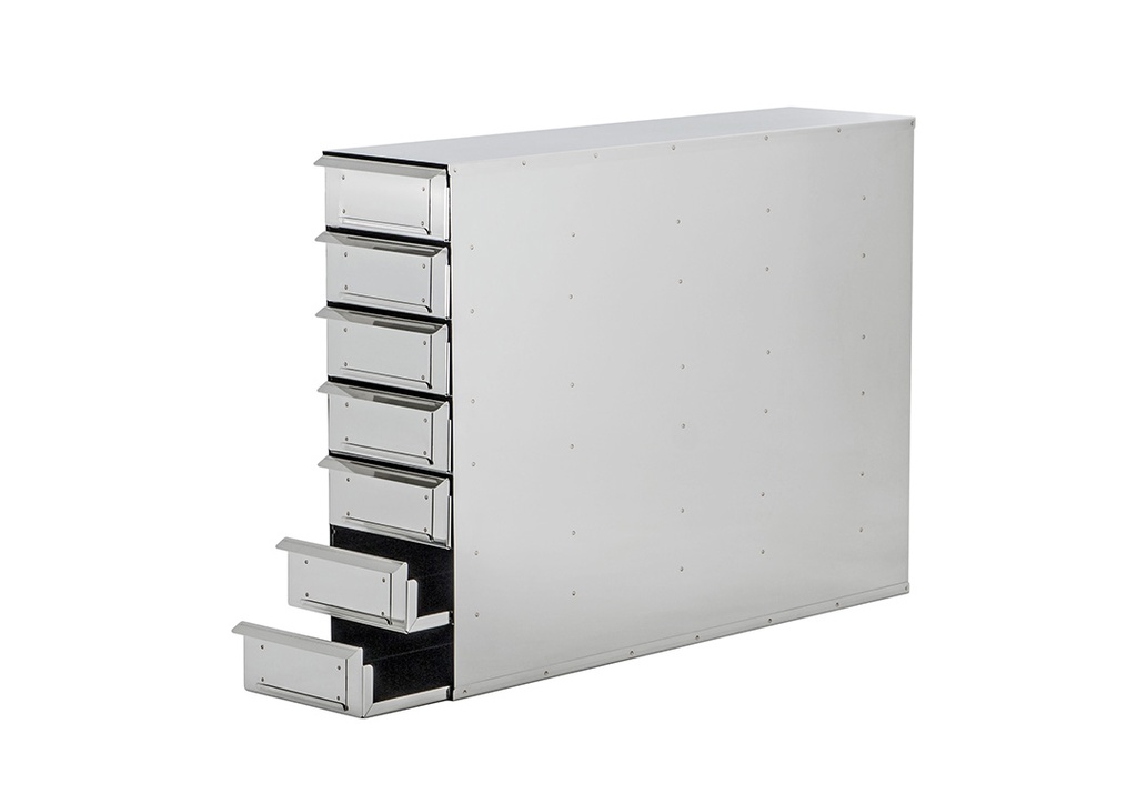 Stainless Steel Rack with 7 Lip Pull Trays & Label Holders